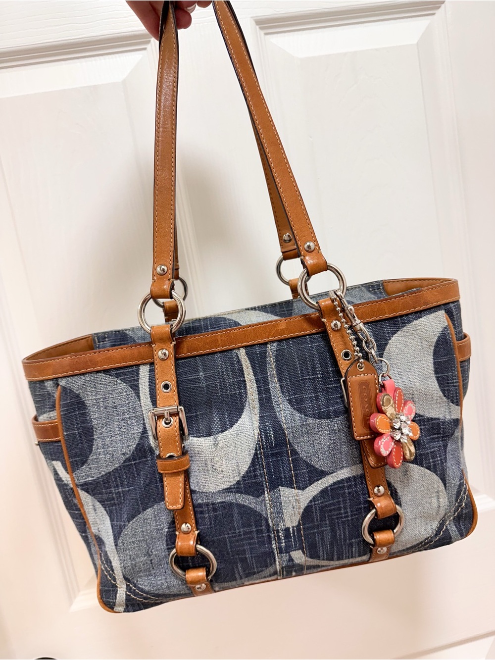 Coach Tonal Big C Signature Denim East/West Gallery Tote Y2K F13810 - Picture 13 of 13